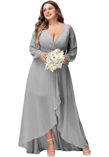 SDPANLLD V-Ausschnitt Chiffon Brautjungfernkleider Plus Größe formelle Kleider für Frauen mit Tasche und Seitenschlitz 2025 von SDPANLLD