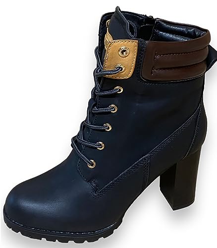 Damen Stiefeletten mit Absatz High Heels Boots Stiefel Herbst Schuhe elegant Plateau ST76 38 von SDS