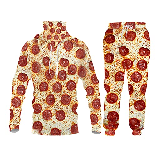 3D Funny Pizza Print Hoodies Sets, Winter Zip Sweatshirt Sweatpants Jogger Anzug Männer Casual Party 2pcs Trainingsanzug, Mhpal0322, XXXXX-Large von SDSVFG