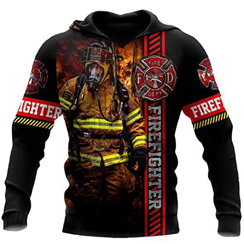 SDSVFG Firefighter 3D Printed Hoodie Herren Sweatshirt Zip Pullover Freizeitjacke Trainingsanzüge von SDSVFG