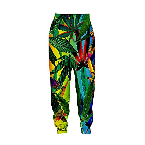 Weed 3D Druck Freizeithose Sport Straight Pants Jogginghose Hose, 01, 31-35 von SDSVFG