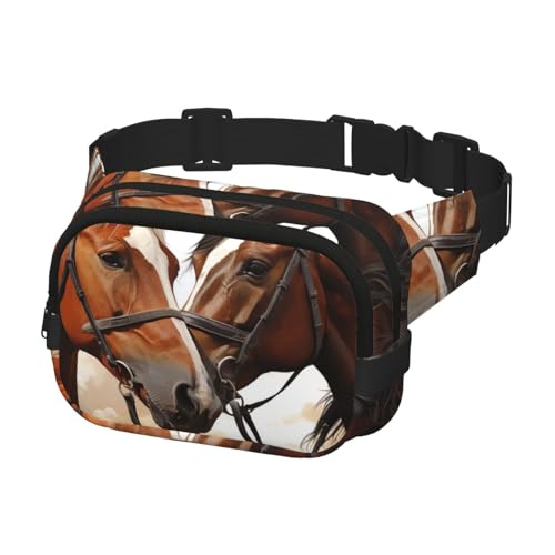 Bauchtasche für Damen und Herren, Crossbody-Hüfttasche, für Paare, Pferde, Gürteltasche mit verstellbarem Gurt, Hüfttasche, Schwarz, Einheitsgröße, Schwarz , Einheitsgröße von SDTYKHJ