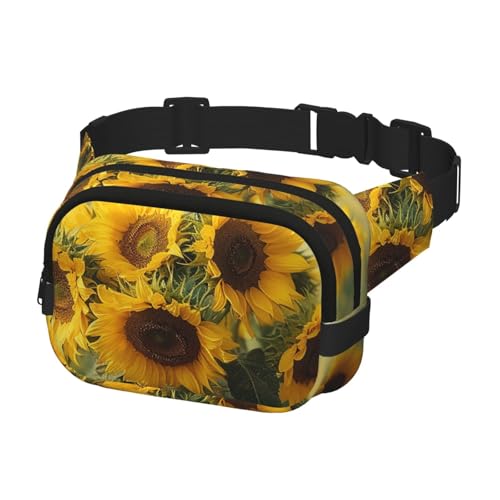 Bauchtasche für Damen und Herren, Umhängetasche, Sonnenblumen-Gürteltasche mit verstellbarem Riemen, Schwarz, Einheitsgröße, Schwarz , Einheitsgröße von SDTYKHJ