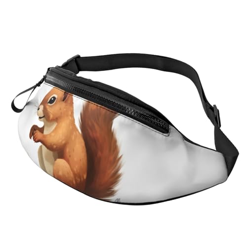 Bauchtasche für Herren und Damen, Crossbody-Bauchtasche, lebhafte Eichhörnchen-Gürteltasche mit verstellbarem Riemen, Schwarz, Einheitsgröße, Schwarz , Einheitsgröße von SDTYKHJ