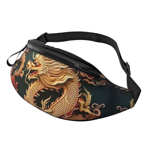 Bauchtasche für Herren und Damen, Crossbody-Hüfttasche, Drachen-Hintergrund, Gürteltasche mit verstellbarem Riemen, Hüfttasche, Schwarz, Einheitsgröße, Schwarz , Einheitsgröße von SDTYKHJ