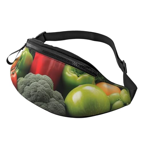 Bauchtasche für Herren und Damen, Crossbody-Hüfttasche, Obst und Gemüse, Gürteltasche mit verstellbarem Gurt, Hüfttasche, Schwarz, Einheitsgröße, Schwarz , Einheitsgröße von SDTYKHJ