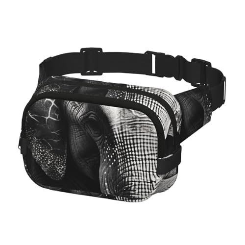 Bauchtasche für Herren und Damen, Crossbody-Hüfttasche, Schwarz und Weiß, Elefant, Gürteltasche mit verstellbarem Riemen, Hüfttasche, Schwarz, Einheitsgröße, Schwarz , Einheitsgröße von SDTYKHJ