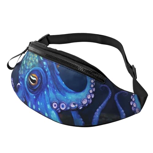 Bauchtasche für Herren und Damen, Crossbody-Hüfttasche, blauer Oktopus, Gürteltasche mit verstellbarem Riemen, Hüfttasche, Schwarz, Einheitsgröße, Schwarz , Einheitsgröße von SDTYKHJ