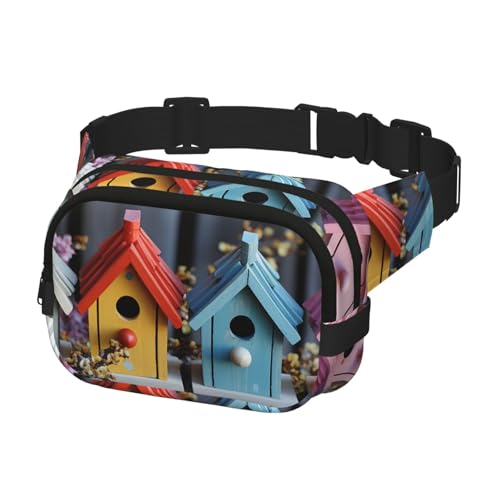 Bauchtasche für Herren und Damen, Crossbody-Hüfttasche, bunt, Frühlingsvogelhäuser, Gürteltasche mit verstellbarem Riemen, Hüfttasche, Schwarz, Einheitsgröße, Schwarz , Einheitsgröße Bauchtasche für Herren und Damen, Crossbody-Hüfttasche, bunt, Frühlingsvogelhäuser, Gürteltasche mit verstellbarem Riemen, Hüfttasche, Schwarz, Einheitsgröße, Schwarz , Einheitsgröße von SDTYKHJ