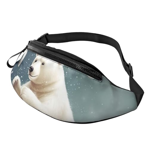 Bauchtasche für Herren und Damen, Umhängetasche, lustiger Eisbär, der Schneeball spielt, Gürteltasche mit verstellbarem Riemen, Hüft-Bauchtasche, Schwarz, Einheitsgröße, Schwarz , Einheitsgröße von SDTYKHJ