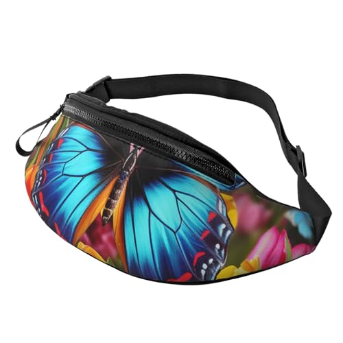 Bauchtasche für Männer Frauen Crossbody Hüfttasche Bunte Schmetterling und Blumen Gürteltasche mit Verstellbarem Gurt Hip Bauchtasche Schwarz Einheitsgröße, Schwarz , Einheitsgröße Bauchtasche für Männer Frauen Crossbody Hüfttasche Bunte Schmetterling und Blumen Gürteltasche mit Verstellbarem Gurt Hip Bauchtasche Schwarz Einheitsgröße, Schwarz , Einheitsgröße von SDTYKHJ