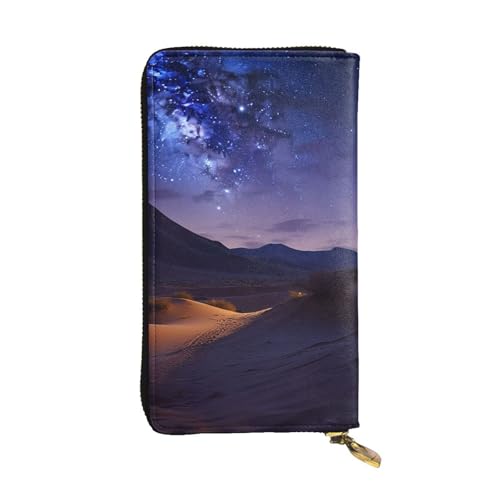 Damen Geldbörse Clutch Große Kapazität Lange Geldbörse Nacht in der Wüste Leder Damen Karte Handy Halter Reise Geldbörse von SDTYKHJ