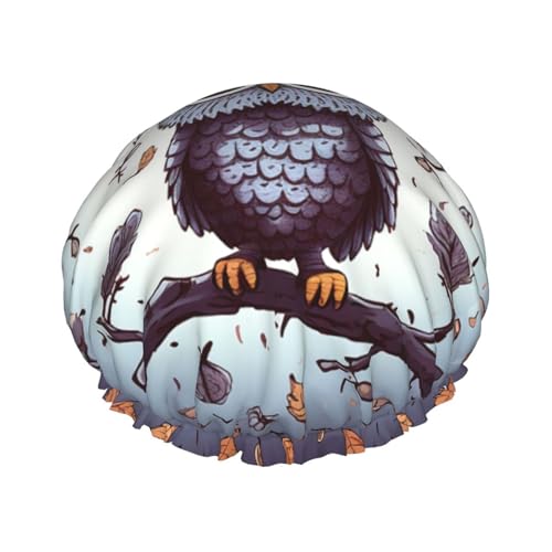 Eule Baumzweige Duschhaube für Frauen Doppellagige dicke Haarkappen Wiederverwendbare wasserdichte Badekappen mit Gummiband Haarhut waschbar Duschhut für Männer Frauen Spa Salon von SDTYKHJ