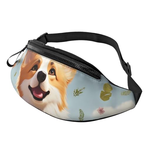 Gürteltasche für Damen und Herren, Corgi-Gürteltasche mit verstellbarem Riemen, Schwarz, Einheitsgröße, Schwarz , Einheitsgröße von SDTYKHJ