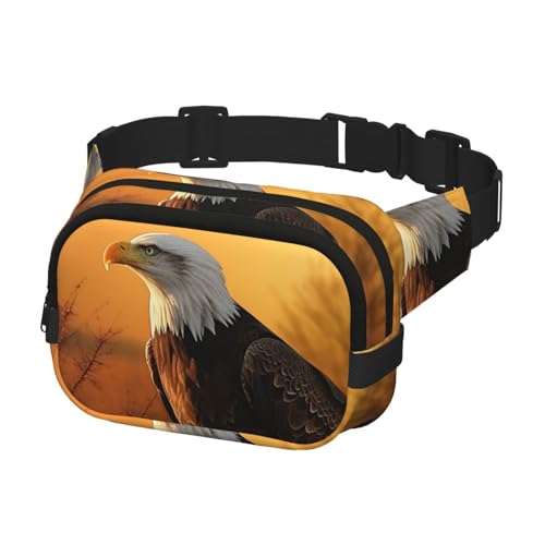 Gürteltasche für Herren und Damen, Crossbody-Gürteltasche, Goldener Sonnenuntergang, Weißkopfseeadler, Gürteltasche mit verstellbarem Riemen, Hüfttasche, Schwarz, Einheitsgröße, Schwarz Gürteltasche für Herren und Damen, Crossbody-Gürteltasche, Goldener Sonnenuntergang, Weißkopfseeadler, Gürteltasche mit verstellbarem Riemen, Hüfttasche, Schwarz, Einheitsgröße, Schwarz von SDTYKHJ