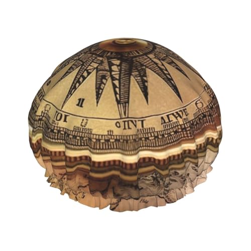 Law of the Compass Navigation Shower Cap for Women Double Layers Thick Hair Caps Reusable Waterproof Bath Caps with Elastic Band Hair Hat Washable Shower Hat for Men Women Spa Salon von SDTYKHJ