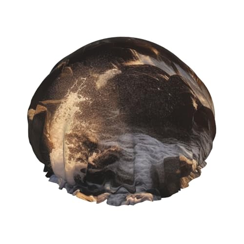 Lighthouse Rocks Seaside Duschhaube für Damen, doppellagig, dicke Haarkappen, wiederverwendbar, wasserdicht, Badekappen mit elastischem Band, Haarhut, waschbar, Duschhut für Männer und Frauen von SDTYKHJ
