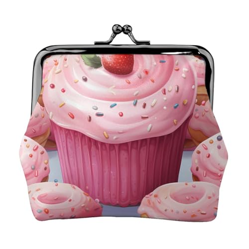Münzgeldbörse mit Kuss-Lock-Mini-Münztasche Donut und Cupcake, Ledergeldbörse für Damen, Clutch, Kleingeldbörse von SDTYKHJ