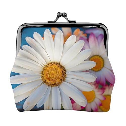 Münzgeldbörse mit Kussschloss, Mini-Münztasche, Barberton Daisy Ledergeldbörse für Damen, Clutch, Wechselgeldbörse von SDTYKHJ