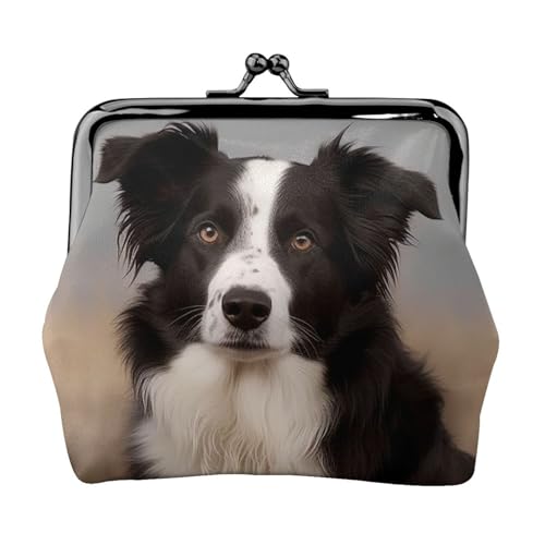 Münzgeldbörse mit Kussschloss, Mini-Münztasche, Border Collie, Ledergeldbörse für Damen, Clutch, Wechselgeldbörse von SDTYKHJ