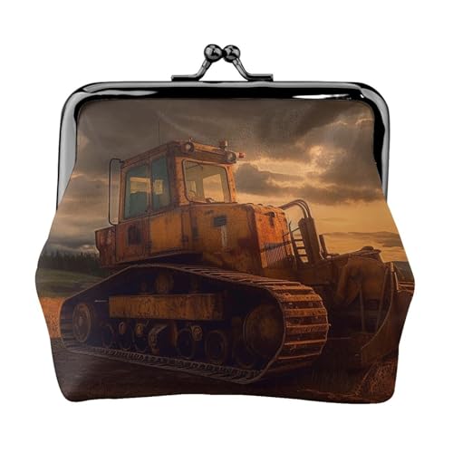 Münzgeldbörse mit Kussschloss, Mini-Münztasche, Bulldozer, Abend-Ledergeldbörse für Damen, Clutch, Wechselgeldbörse von SDTYKHJ