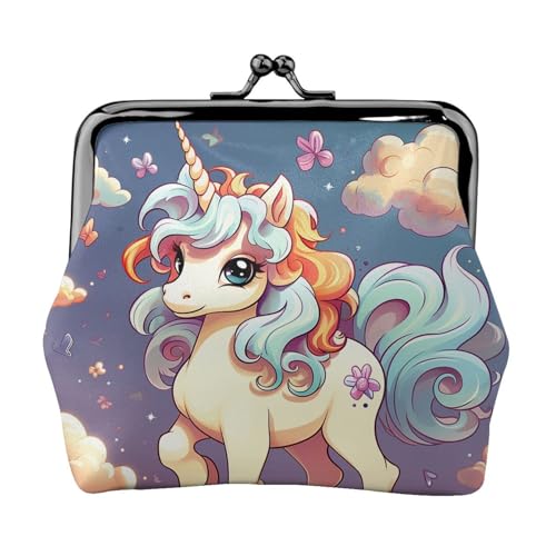 Münzgeldbörse mit Kussschloss, Mini-Münztasche, Cartoon, niedlicher Regenbogen-Ledergeldbeutel für Damen, Clutch, Wechselgeldbörse von SDTYKHJ