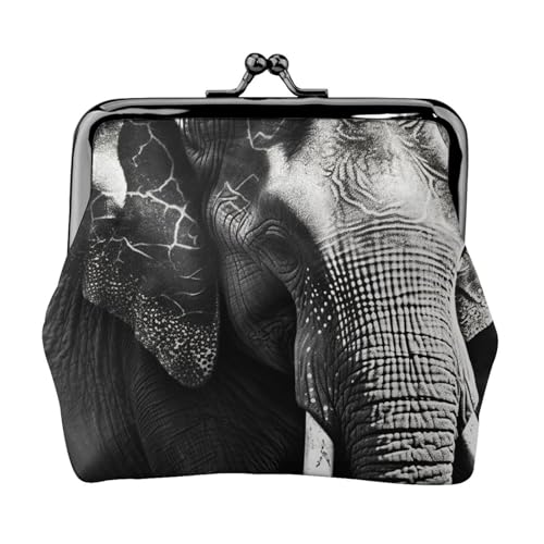 Münzgeldbörse mit Kussschloss, Mini-Münztasche, Elefanten-Ledergeldbörse für Damen, Clutch, Kleingeldbörse von SDTYKHJ