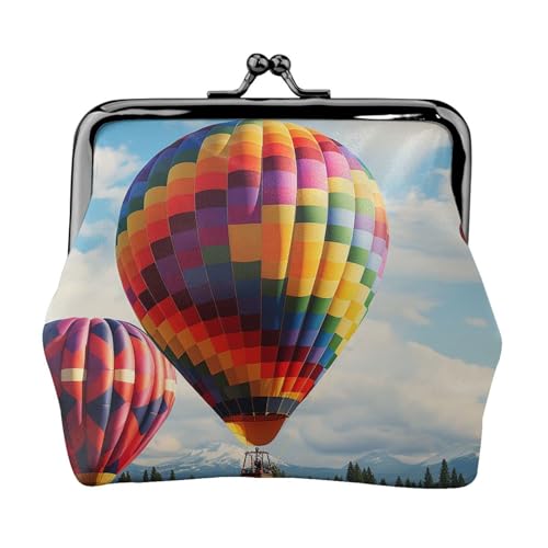 Münzgeldbörse mit Kussschloss, Mini-Münztasche, Farbe Heißluftballon, Ledergeldbörse für Damen, Clutch, Wechselgeldbörse von SDTYKHJ