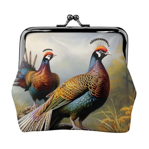 Münzgeldbörse mit Kussschloss, Mini-Münztasche, Fasane, Tiere, Ledergeldbörsen für Damen, Clutch, Wechselgeldbörse von SDTYKHJ