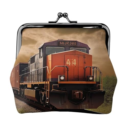 Münzgeldbörse mit Kussschloss, Mini-Münztasche, Güterzug, Ledergeldbörse für Damen, Clutch, Kleingeldbörse von SDTYKHJ