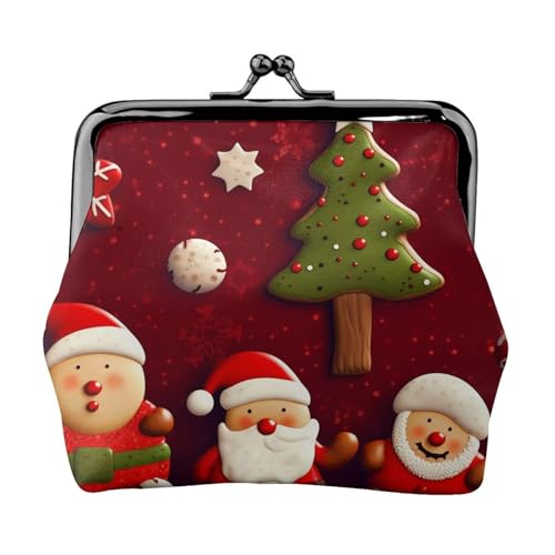 Münzgeldbörse mit Kussschloss, Mini-Münztasche, Happy Christmas, Ledergeldbörse für Damen, Clutch, Wechselgeldbörse von SDTYKHJ