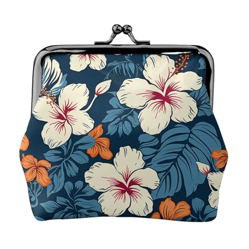 Münzgeldbörse mit Kussschloss, Mini-Münztasche, Hawaii-Blume, Ledergeldbörse für Damen, Clutch, Kleingeldbörse von SDTYKHJ