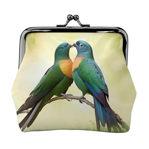 Münzgeldbörse mit Kussschloss, Mini-Münztasche, Liebesvögel, Ledergeldbörse für Damen, Clutch, Wechselgeldbörse von SDTYKHJ