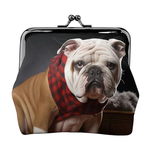 Münzgeldbörse mit Kussschloss, Mini-Münztasche, Liebhaber, Bulldogge, Ledergeldbörse für Damen, Clutch, Wechselgeldbörse von SDTYKHJ