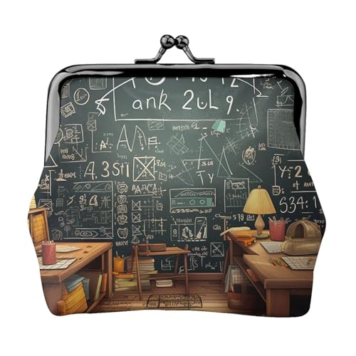 Münzgeldbörse mit Kussschloss, Mini-Münztasche, Mathematik-Ledergeldbörse für Damen, Clutch, Wechselgeldbörse von SDTYKHJ