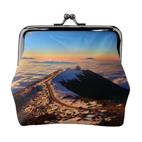 Münzgeldbörse mit Kussschloss, Mini-Münztasche, Mauna Kea Summit Sunset, Ledergeldbörse für Damen, Clutch, Wechselgeldbörse von SDTYKHJ