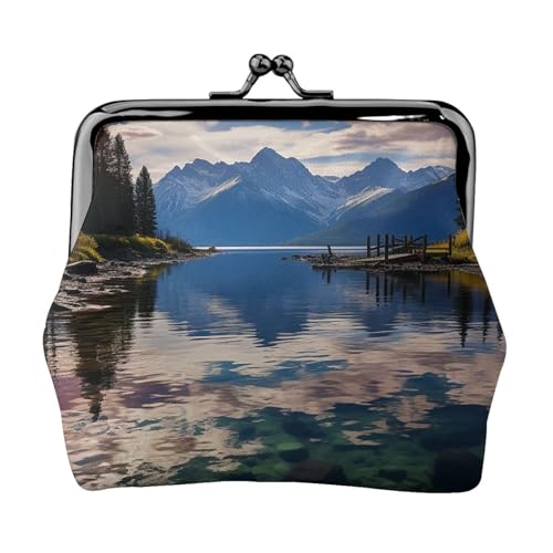 Münzgeldbörse mit Kussschloss, Mini-Münztasche, Nationalpark, See, Ledergeldbörse für Damen, Clutch, Wechselgeldbörse von SDTYKHJ