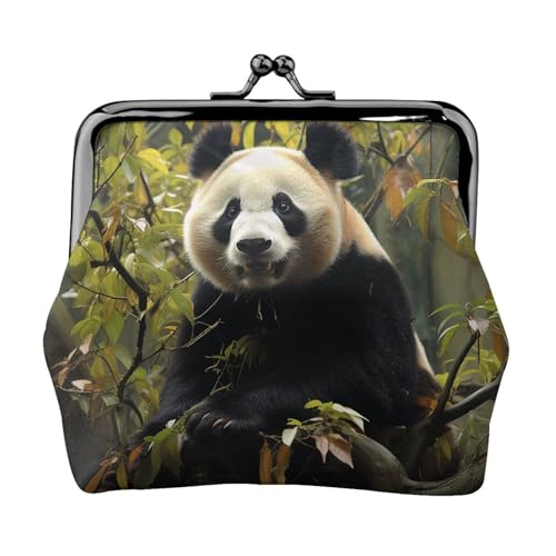 Münzgeldbörse mit Kussschloss, Mini-Münztasche, Pandabaum, Ledergeldbörsen für Damen, Clutch, Wechselgeldbörse von SDTYKHJ
