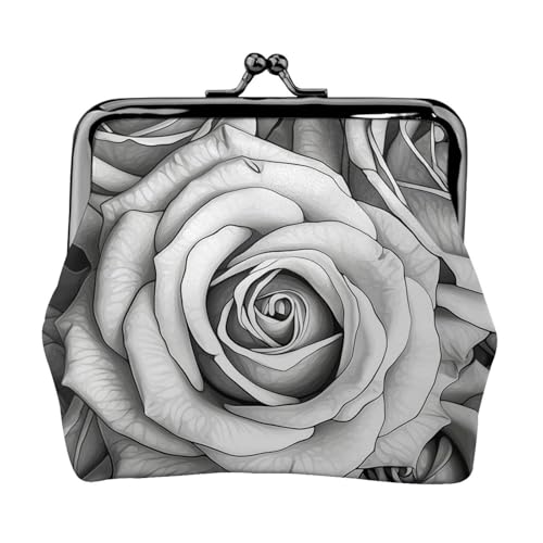 Münzgeldbörse mit Kussschloss, Mini-Münztasche, Schwarz/Weiß, Rose, Ledergeldbörse für Damen, Clutch, Kleingeldbörse von SDTYKHJ