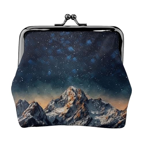 Münzgeldbörse mit Kussschloss, Mini-Münztasche, Sternennacht, die Berge, Ledergeldbörsen für Damen, Clutch, Wechselgeldbörse von SDTYKHJ