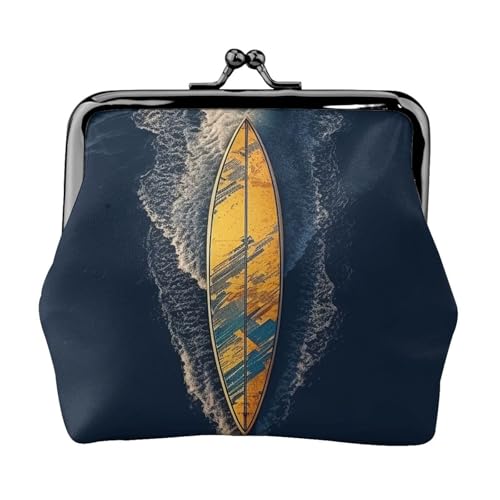 Münzgeldbörse mit Kussschloss, Mini-Münztasche, Surfbrett, Ledergeldbörse für Damen, Clutch, Wechselgeldbörse von SDTYKHJ
