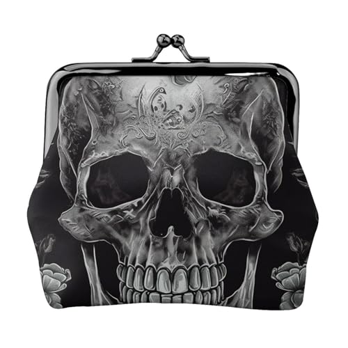 Münzgeldbörse mit Kussschloss, Mini-Münztasche, Totenkopf-Skelett, Ledergeldbörse für Damen, Clutch, Wechselgeldbörse von SDTYKHJ