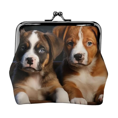 Münzgeldbörse mit Kussschloss, Mini-Münztasche, Welpen, Hunde, Haustiere, Tiere, Ledergeldbörse für Damen, Clutch, Wechselgeldbörse von SDTYKHJ