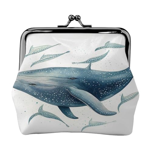 Münzgeldbörse mit Kussschloss, Mini-Münztasche, blauer Wal-Ledergeldbeutel für Damen, Clutch, Kleingeldbörse von SDTYKHJ