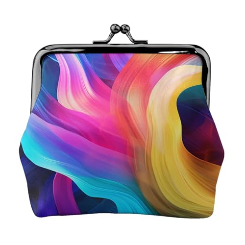 Münzgeldbörse mit Kussschloss, Mini-Münztasche, bunte Wellen, Ledergeldbörse für Damen, Clutch, Wechselgeldbörse von SDTYKHJ