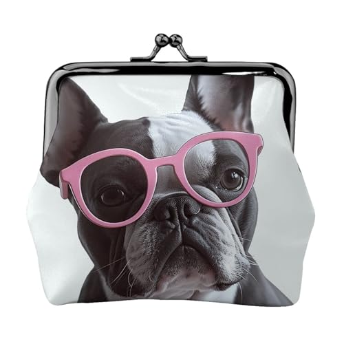 Münzgeldbörse mit Kussschloss, Mini-Münztasche, französische Bulldogge, Brille, Ledergeldbörsen für Damen, Clutch, Wechselgeldbörse Münzgeldbörse mit Kussschloss, Mini-Münztasche, französische Bulldogge, Brille, Ledergeldbörsen für Damen, Clutch, Wechselgeldbörse von SDTYKHJ