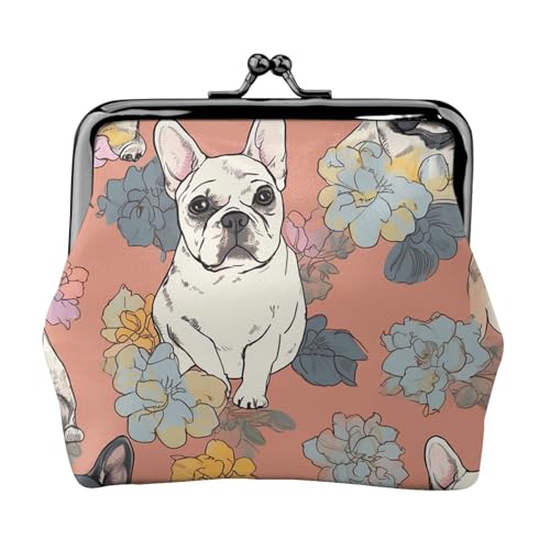 Münzgeldbörse mit Kussschloss, Mini-Münztasche, französische Bulldogge, Ledergeldbörse für Damen, Clutch, Wechselgeldbörse von SDTYKHJ
