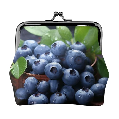 Münzgeldbörse mit Kussschloss, Mini-Münztasche, köstliche Blaubeeren, Ledergeldbörsen für Damen, Clutch, Wechselgeldbörse von SDTYKHJ