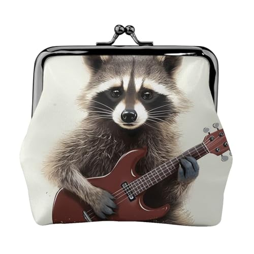 Münzgeldbörse mit Kussschloss, Mini-Münztasche, lustiger Waschbär-Ledergeldbeutel für Damen, Clutch, Wechselgeldbörse von SDTYKHJ