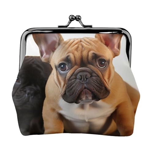 Münzgeldbörse mit Kussschloss, Mini-Münztasche, niedliche französische Bulldogge, Ledergeldbörse für Damen, Clutch, Wechselgeldbörse von SDTYKHJ